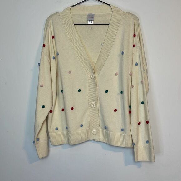 Hanna Andersson Mommy & Me Pom Pom V Neck Cardigan M - Picture 2 of 5